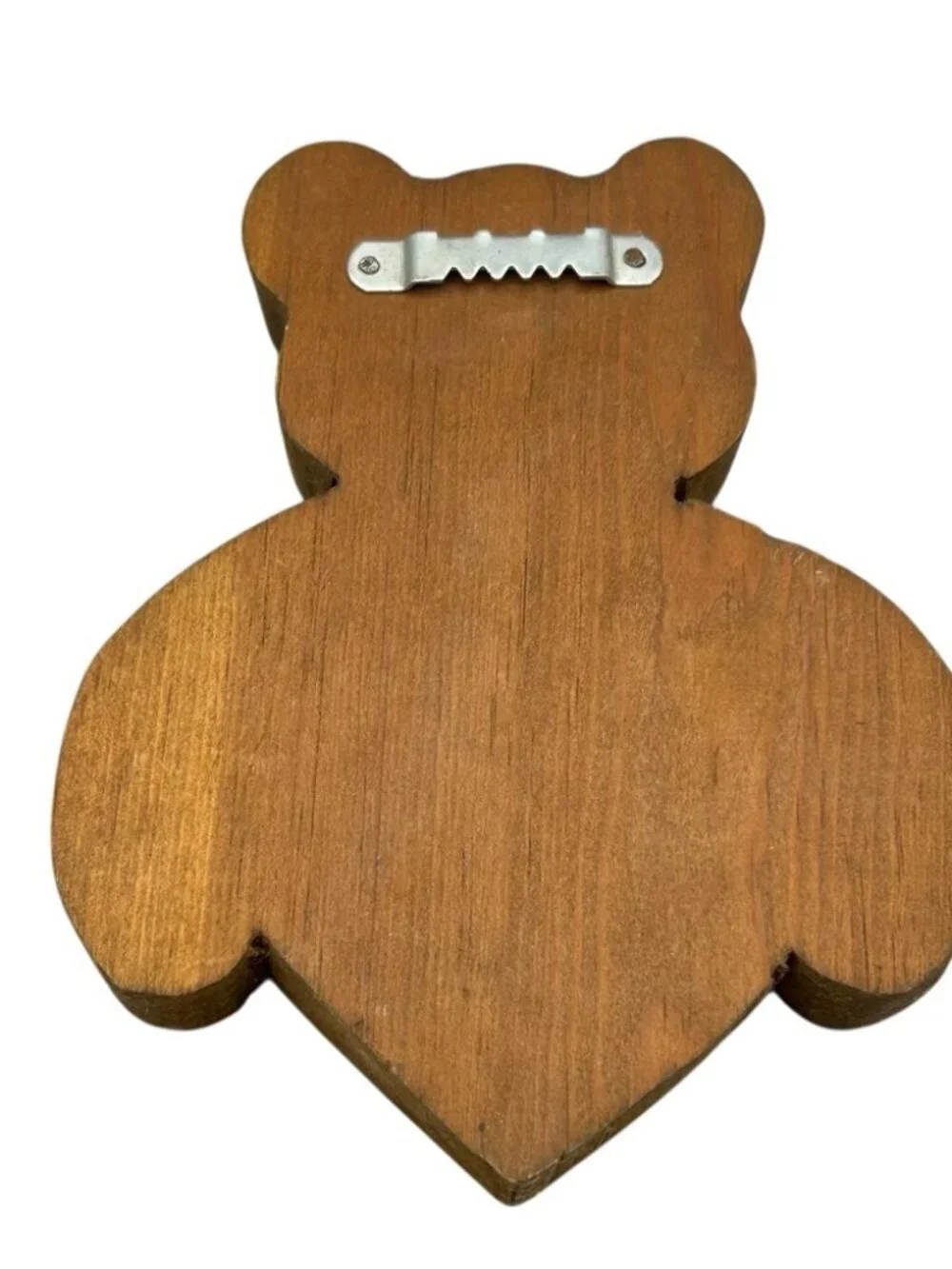 Vintage Wooden Teddy Bear Heart Wall Hanging Folk Art